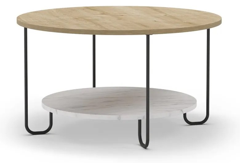 Okrúhly konferenčný stolík s doskou v dubovom dekore v prírodnej farbe ø 80 cm Tonka – Marckeric