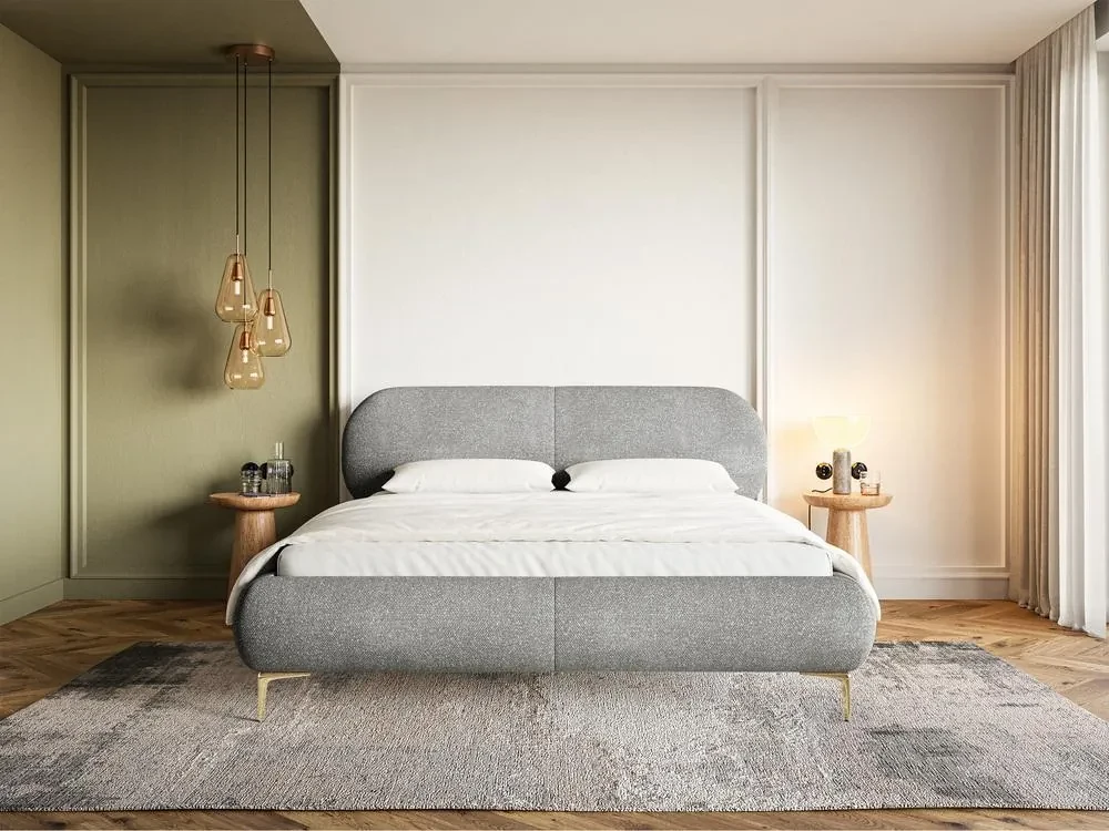 Manželská posteľ 140 cm Octave 140B (s roštom) (béžová + zlatá). Vlastná spoľahlivá doprava až k Vám domov. 1099959