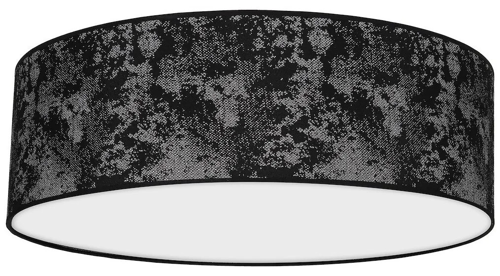 Stropné svietidlo Satino Round, 1x čierne/strieborné textilné tienidlo, (biele plexisklo), (fi 60 cm)