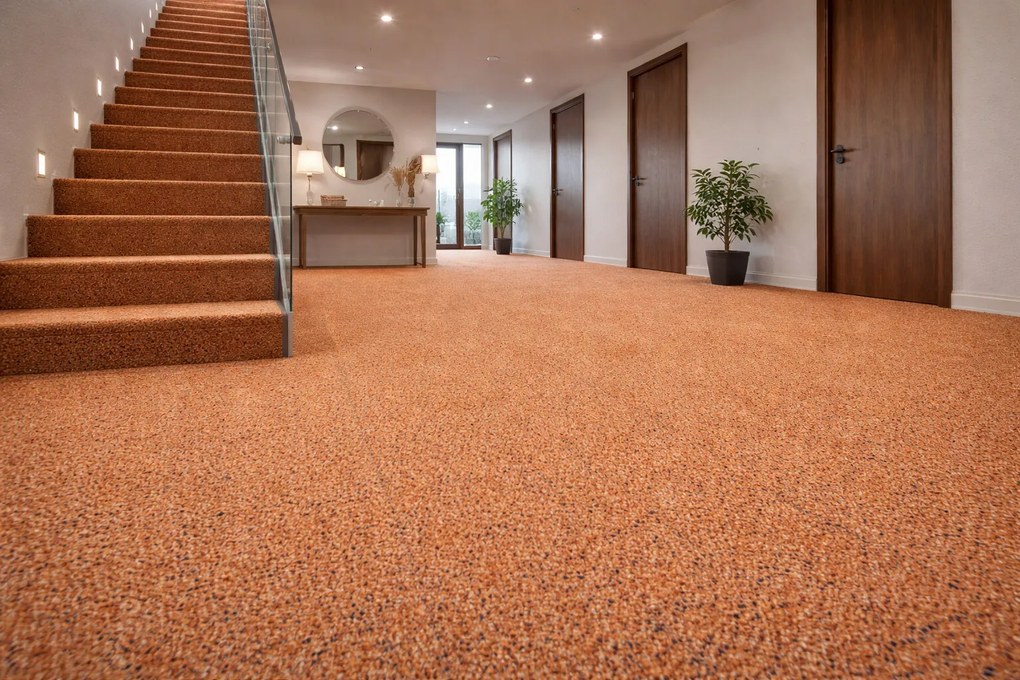 Metrážny koberec Virtuose 35, na mieru, šíře 4m, oranžová, filc, chodba / predsieň, Betap