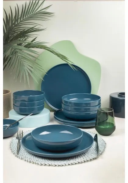 12-dielna jedálenská súprava, modrá, porcelán