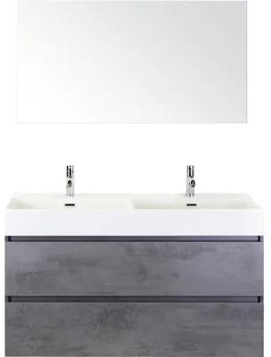 Kúpeľňový nábytkový set Maxx XL 120 cm s keramickým dvojitým umývadlom Model 2 a zrkadlom betón antracitovo sivá