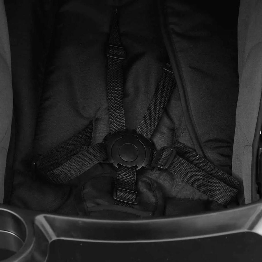 3-v-1 detský kočík tmavosivý a čierny oceľový