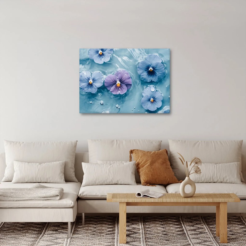 Obraz - Fialky vo vode (70x50 cm)