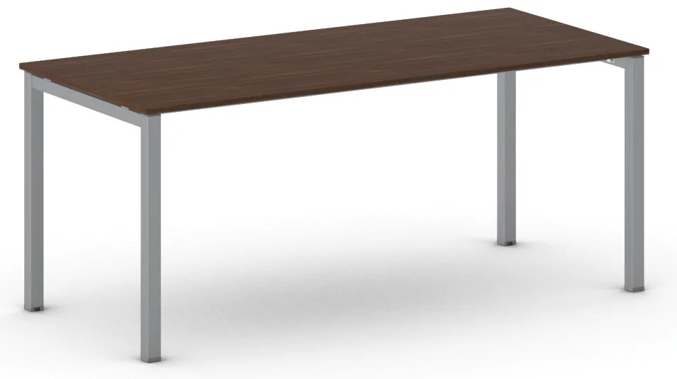 Rokovací kancelársky stôl PRIMO SQUARE, 180x80 cm, sivostrieborná podnož, orech