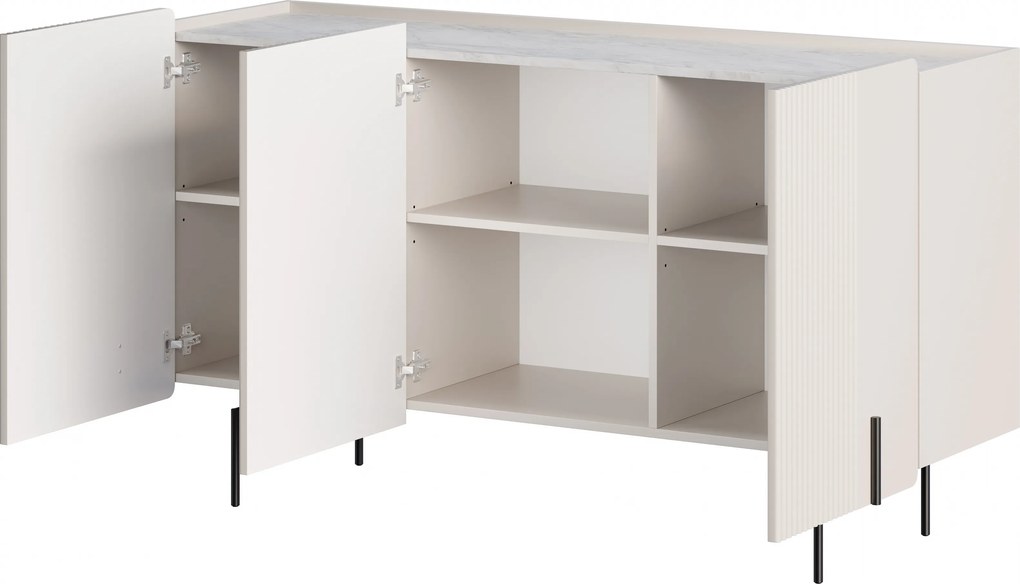 Komoda Malmi 150 cm - kašmírová / crema bianca / čierna