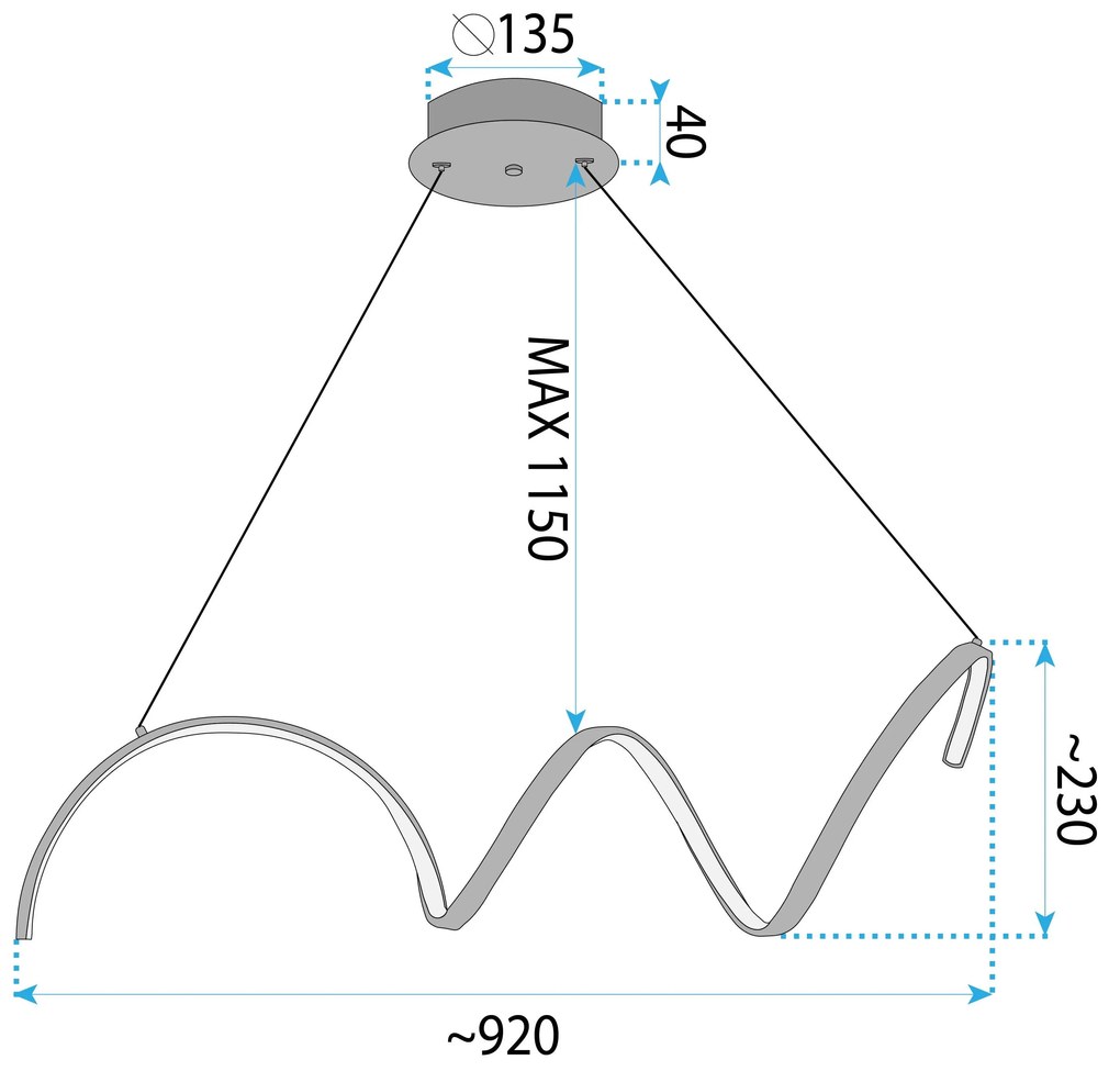 Toolight Toolight, LED závesné svietidlo 90cm, 26W, 3000K, LHJ025-CP, chrómová, OSW-60016