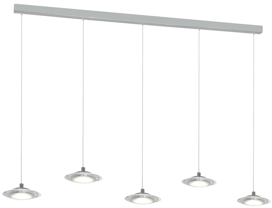 Závesné svietidlo Ellipse, 5x chrómové kovové tienidlo, ch