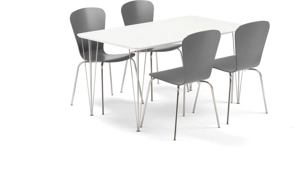Jedálenská zostava: Stôl Zadie + 4 stoličky Milla, antracitové
