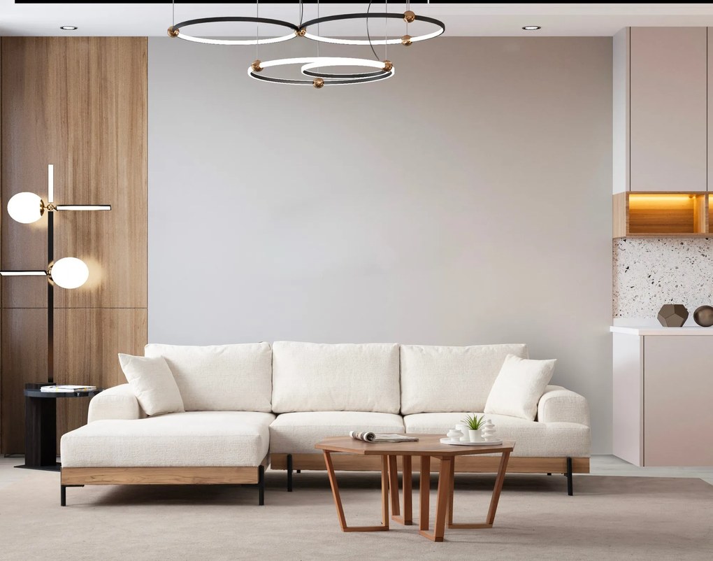 Elegantná rohová pohovka Eti, 280 x 170 cm, ľavá, biela
