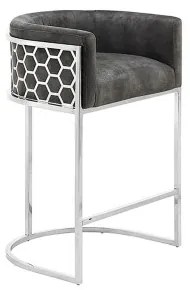 Barová stolička Elegance 47504 Zamat - Šedá - Komfort-nábytok