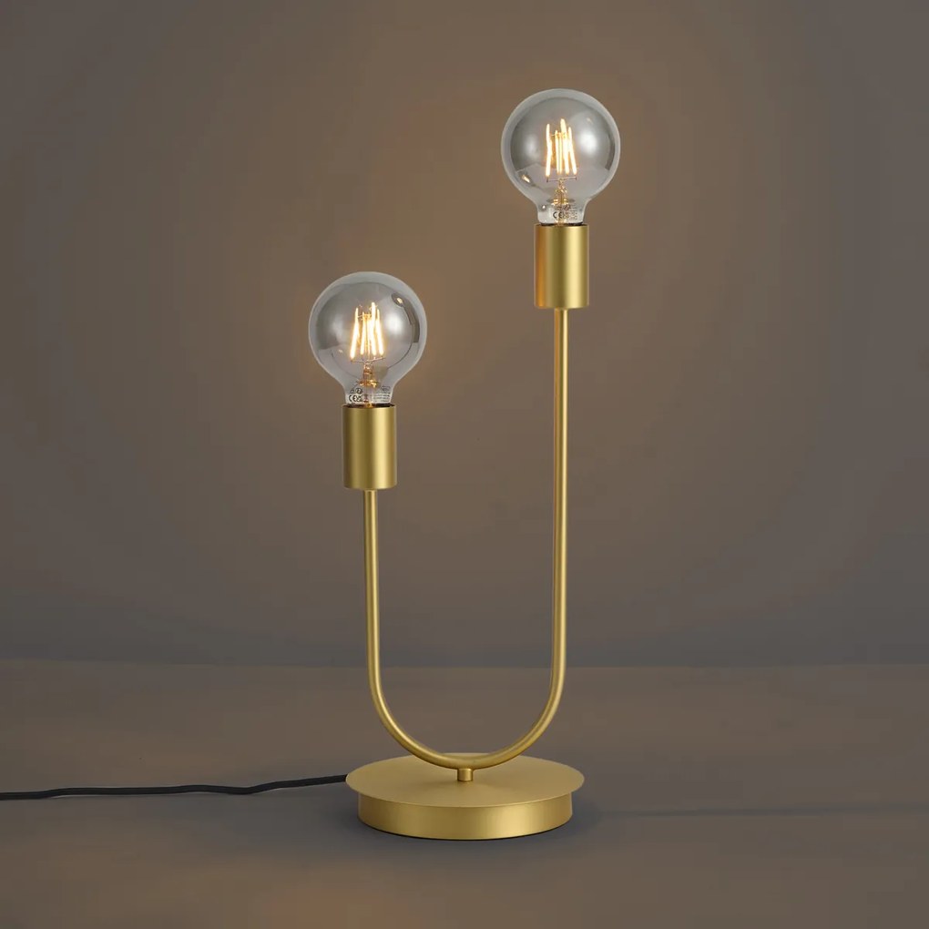 Stolná lampa Art Deco mosadz 2-svetlá - Tuning