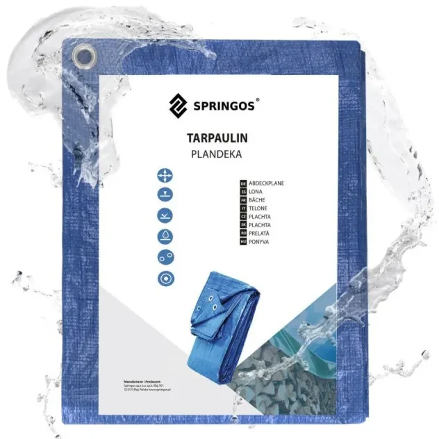 SPRINGOS Krycia plachta s okami 3x5 m, 60g PE, modrá SPRINGOS PROTECT