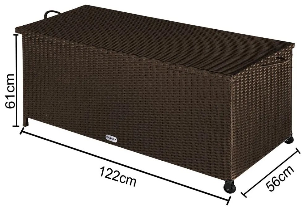 InternetovaZahrada - Úložný box 122cm x 56cm x 61cm - hnedá s kolieskom