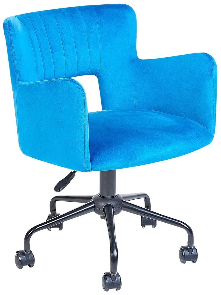 Zamatová kancelárska stolička modrá SANILAC Beliani