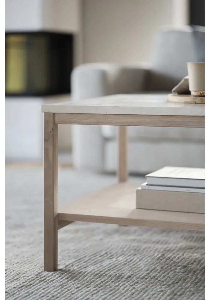 Biely konferenčný stolík s doskou z kameňa 140x60 cm Orwel - Rowico