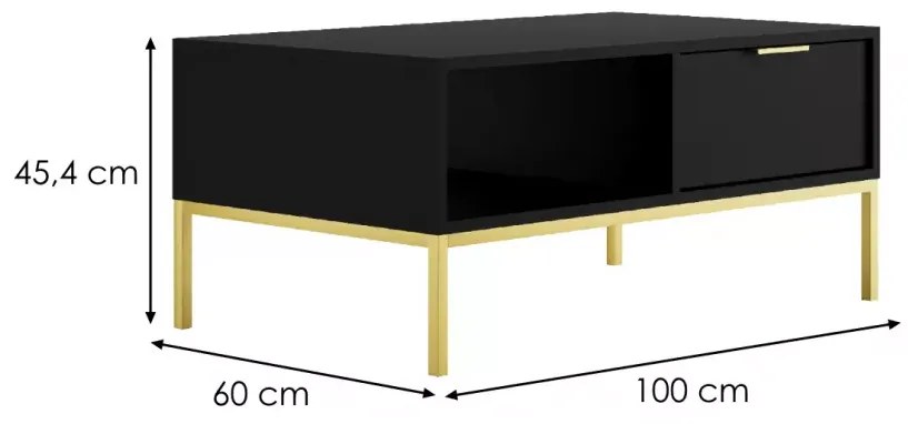 Konferenční stolek Austin 100 cm černá/zlatá