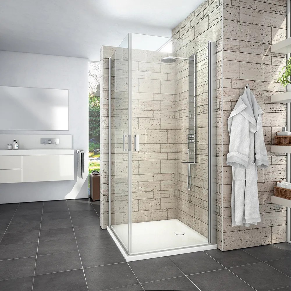 Roth Štvorcový alebo obdĺžnikový sprchovací kút LYE2+LYE2, brillant - bez vaničky ROTH-Variant: šírka ľavých dverí: 90 cm, šírka pravých dverí: 100 c…