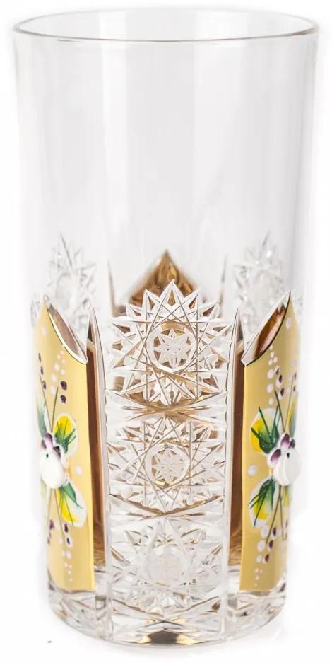 Broušená sklenice na nealko, Zlatá, Royal Crystal, 350 ml