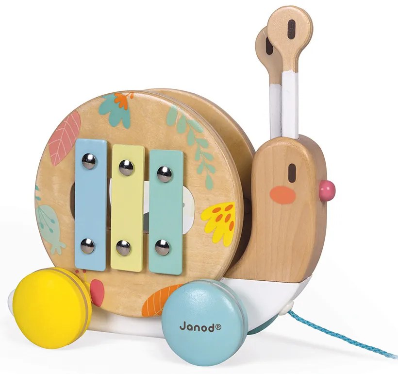 Ťahací slimák s xylofónom a bubienkom