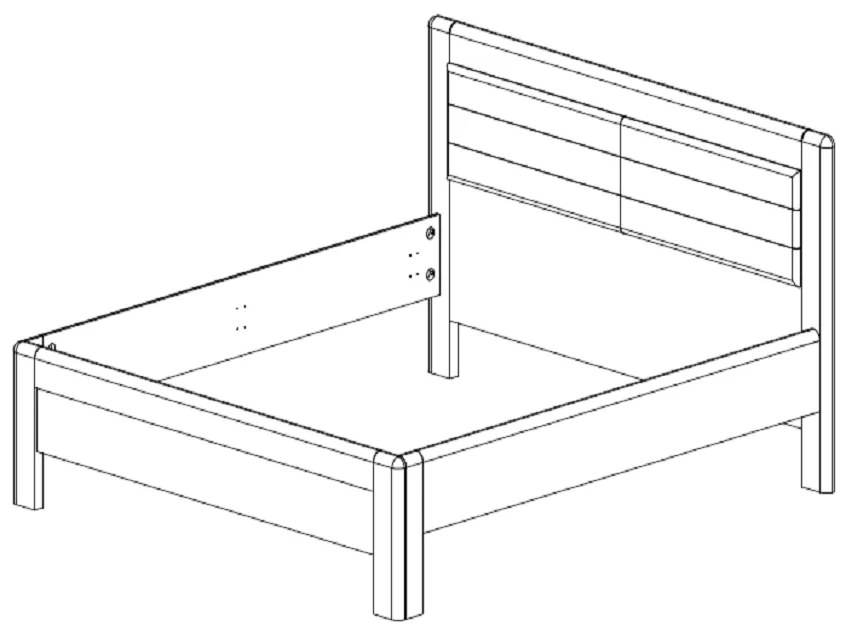 BMB ADRIANA STAR - masívna dubová posteľ s čalúneným čelom 90 x 200 cm, dub masív + čalúnené čelo