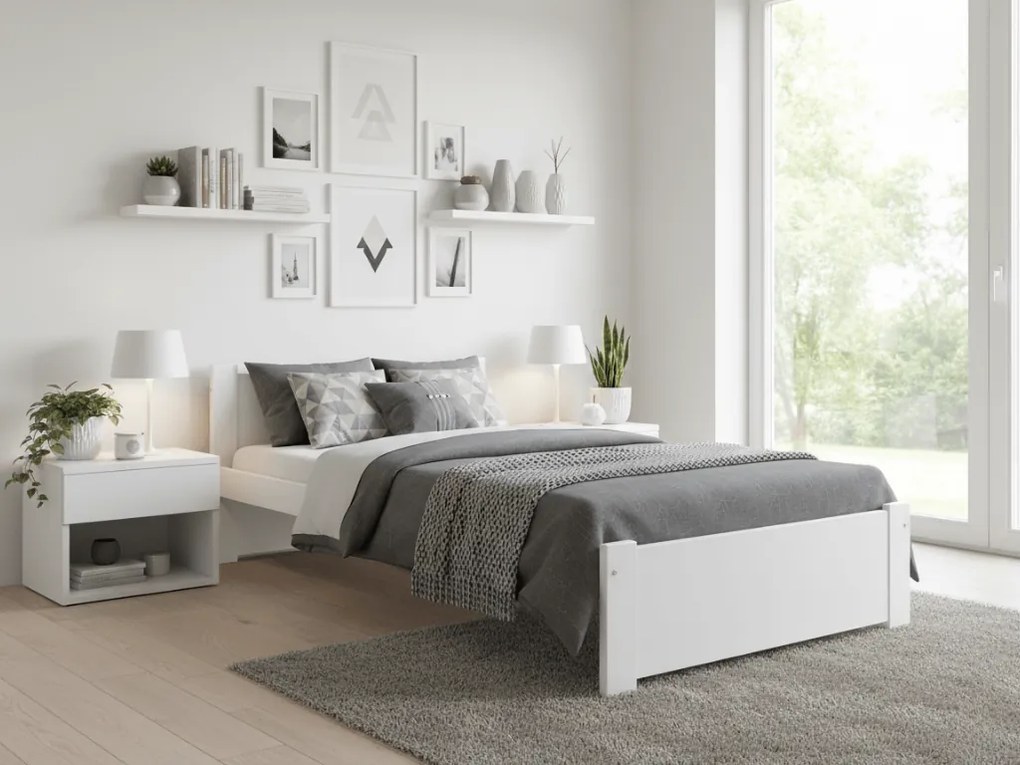 Posteľ IKAROS 90 x 200 cm, biela Rošt: S latkovým roštom, Matrac: Matrac DELUXE 10 cm