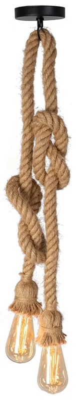 Stropné svietidlo 2 ROPES - kov / lano