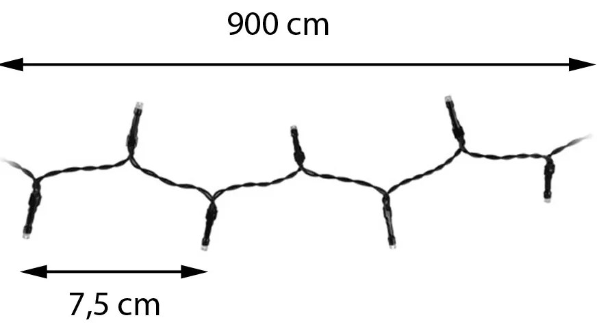 Vianočné svetielka 9 m/120 led studená biela