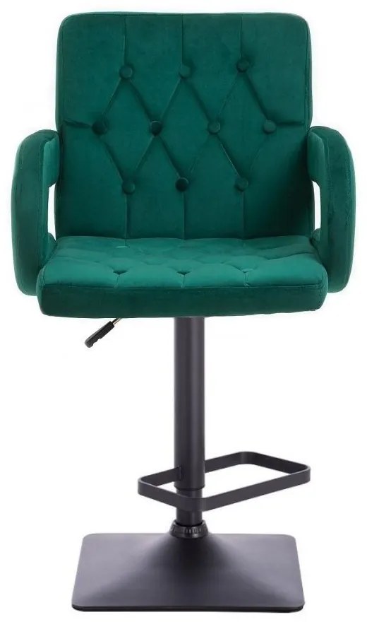 LuxuryForm DESIGN Barová stolička BOSTON VELUR na čiernej hranatej podstave - zelená
