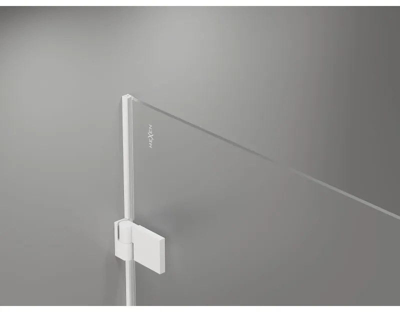 Mexen, Mexen Lunar-B pravé otočné sprchové dvere 90 cm, transparentné, biele - 832-090-000-20-00-P
