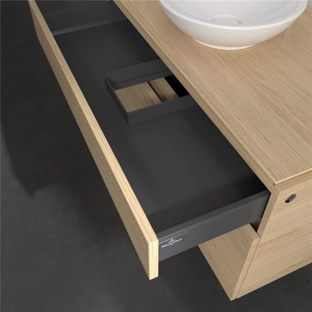 VILLEROY &amp; BOCH Legato závesná skrinka pod umývadlo na dosku (umývadlo v strede), 2 zásuvky, 1000 x 500 x 550 mm, Nordic Oak, B57200VJ