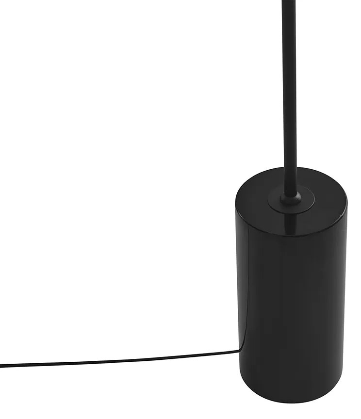 Art Deco stojaca lampa čierna s dymovým sklom - Rid