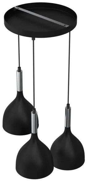 Luster na lanku NOAK 3xE27/15W/230V čierna/chróm