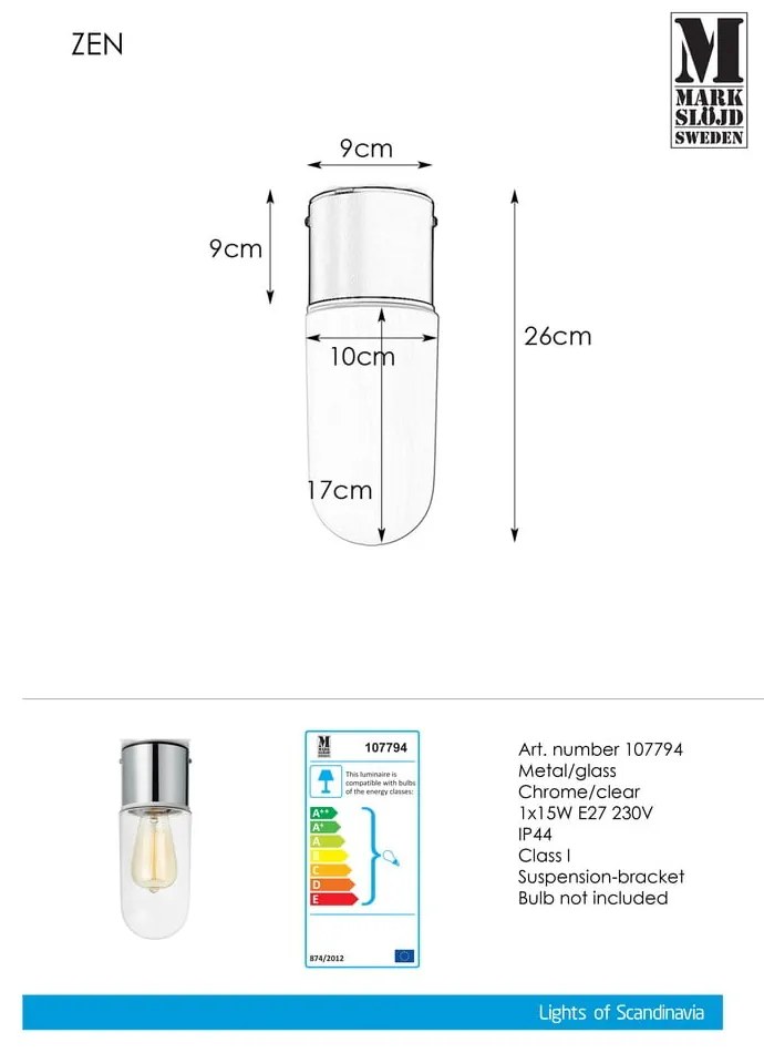 Stropné svietidlo Markslöjd Zen Ceiling Chrome Clear