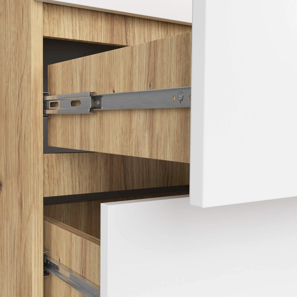 Komoda Kuba 60 cm - 6 zásuviek dub artisan/biela