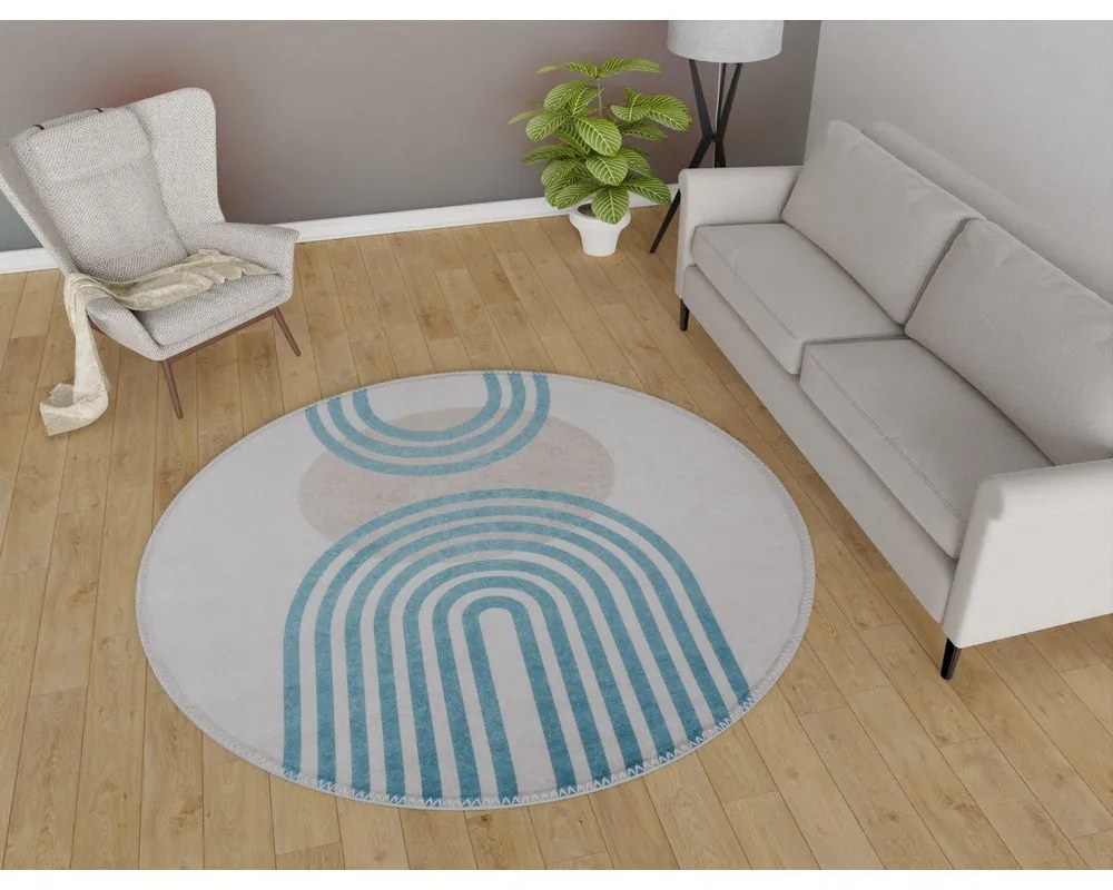 Modrý/sivý okrúhly koberec ø 160 cm - Vitaus