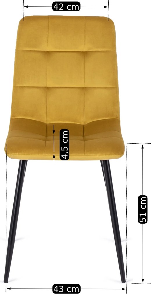 PROXIMA.store - Čalúnená jedálenska stolička PERU FARBA: horčicová, FARBA NÔH: čierna