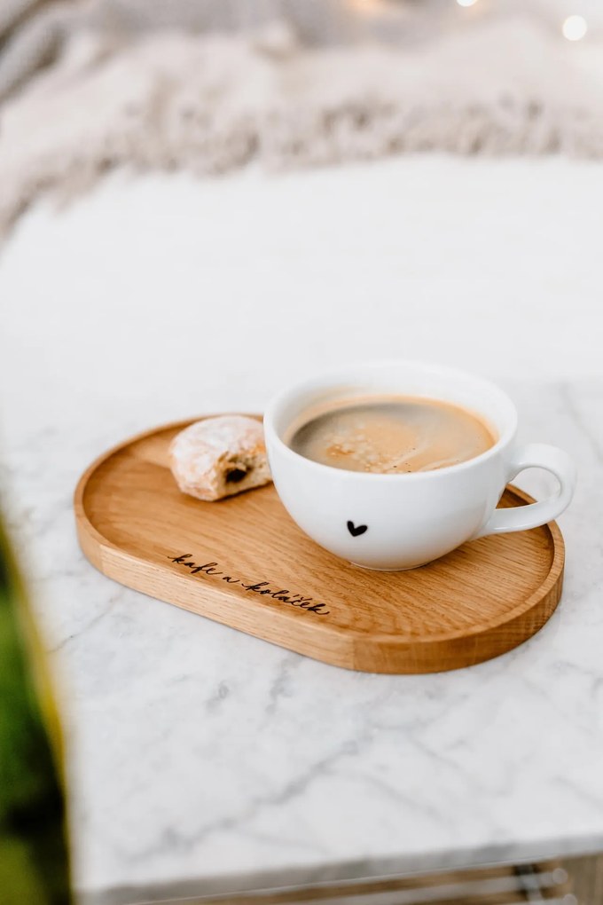Bella Rose Dřevěný servírovací tác Kafe a koláček – větší