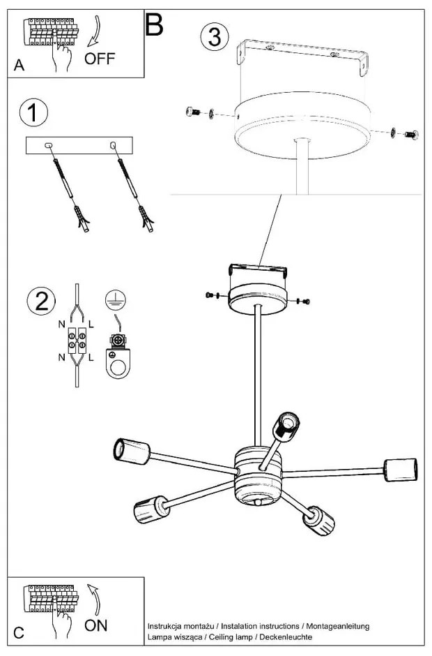 Čierne stropné svietidlo 66x66 cm Benedett – Sollux
