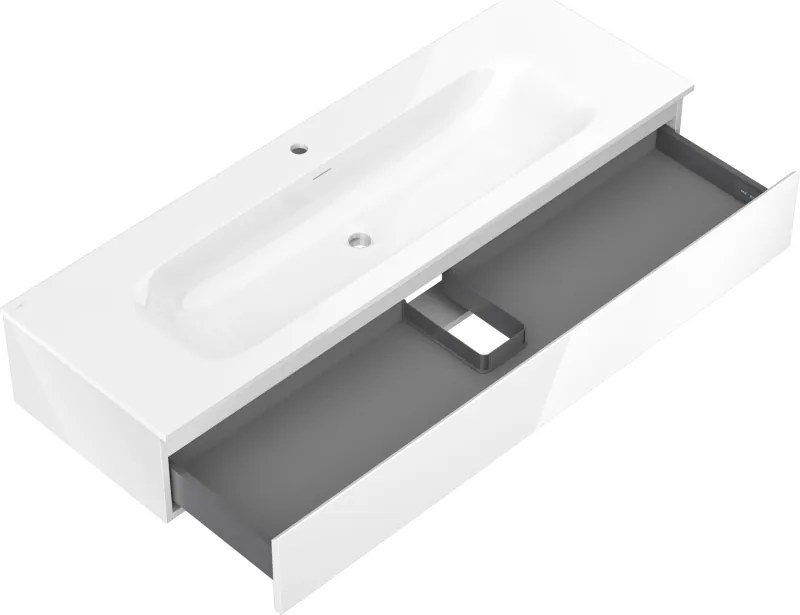 Mexen Orio, kúpeľňová skrinka 140 cm s umývadlom Vela, 1 zásuvka, biela lesklá, 91A10-14023-1-BF00-W23M00
