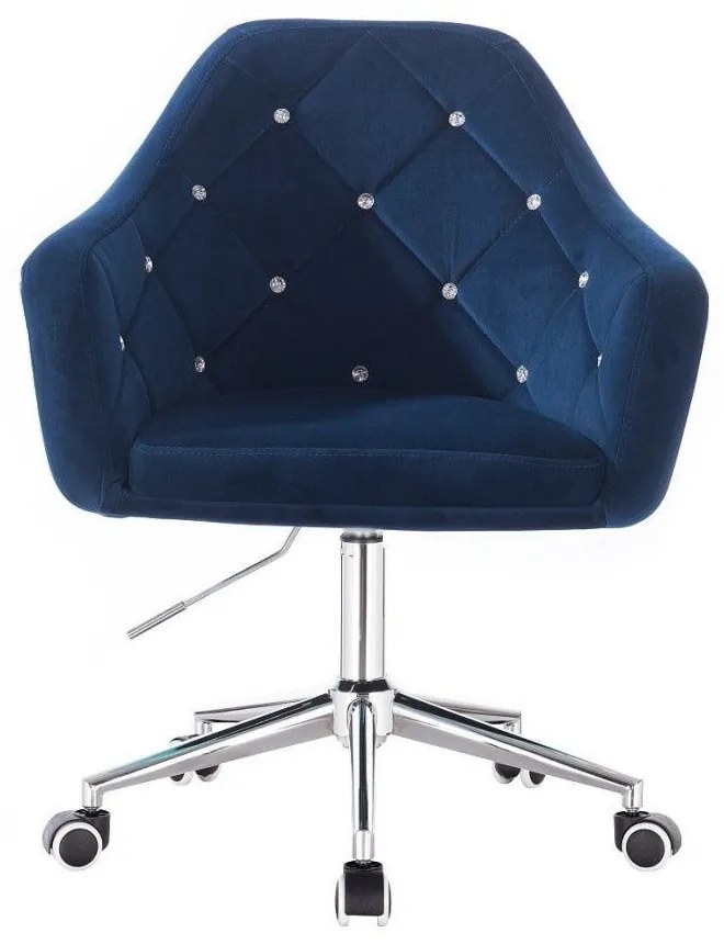 LuxuryForm DESIGN Kreslo ROMA VELUR na striebornej podstave s kolieskami - modré