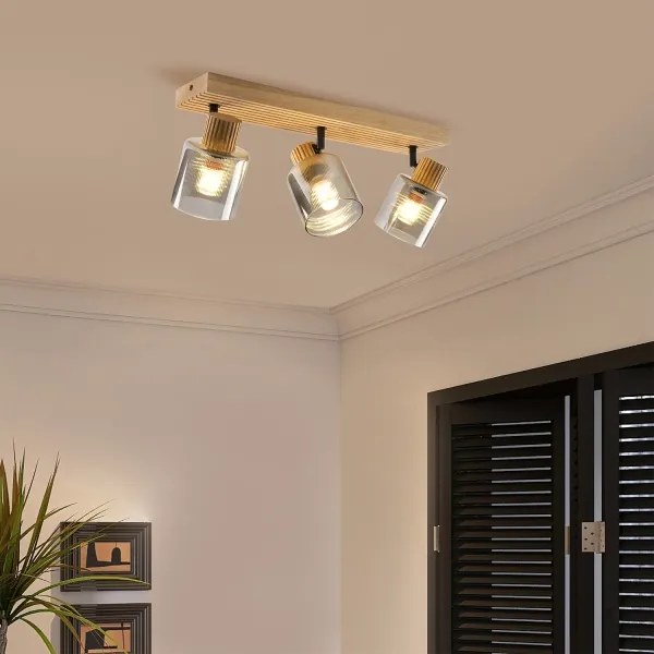 Brilagi - Bodové svietidlo HYGGE 3xE14/15W/230V drevené/dymové