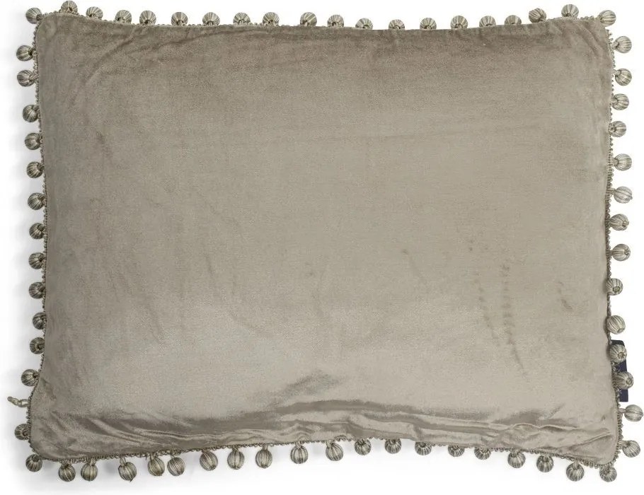 Hnedo šedý vankúš s lemom s guličkami - 35 * 45 * 10cm