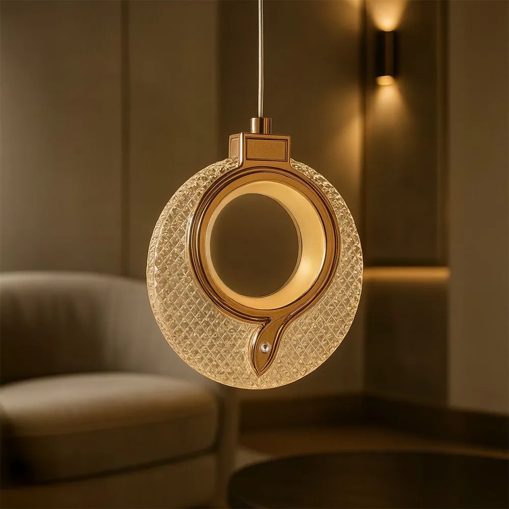 Toolight Toolight, LED krištáľové závesné svietidlo 18x17cm, 12W, 3000K, LHJ110-1CP, ružové zlato, OSW-60051