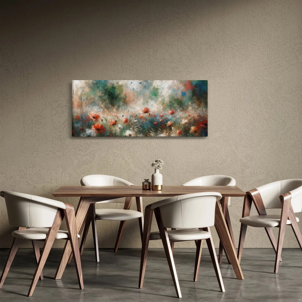 Obraz – Abstrakcia poľa s makmi (120x50 cm)