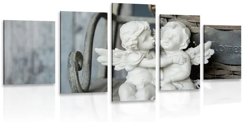 5-dielny obraz sošky anjelikov na lavičke Varianta: 100x50