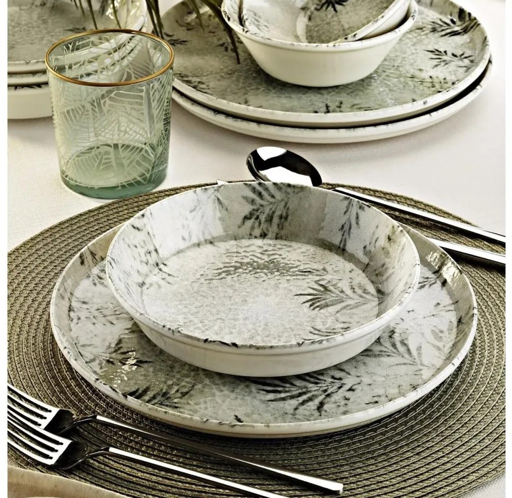 Jedálenská súprava 18 ks sivá/porcelán