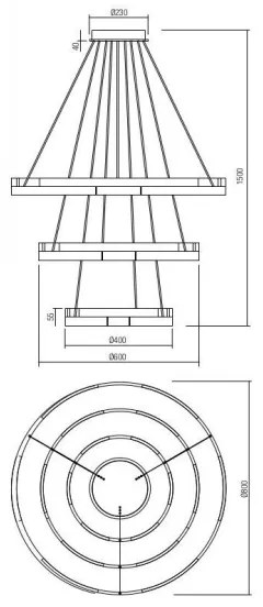 Redo 01-3181 - LED Stmievateľný luster na lanku CASTLE LED/80W/230V zlatá