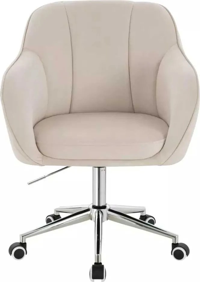 LuxuryForm DESIGN Stolička AVOLA VELUR na striebornej podstave s kolieskami - krémová