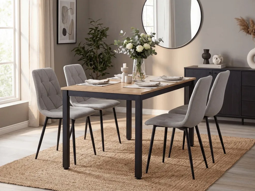 Svetlo sivá jedálenská stolička LIBRA s čiernymi nohami